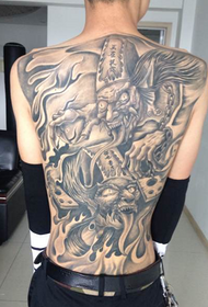 Immagini di tatuaggi impermanenti in bianco e nero nero con schiena piena
