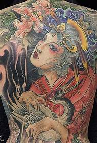 Zpět japonský styl gejša tetování vzor