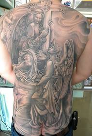Jeropeeske en Amerikaanske styl full back angel tattoo