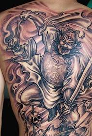 Full back classic old traditional big bell tattoo pattern