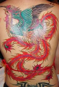 Tatuaggio fenice schiena piena personalità personalità