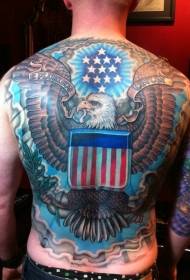 Modello di tatuaggio dipinto aquila posteriore e bandiera americana