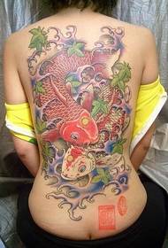Na hrbtni strani velika ilustracija tetovaže lignjev