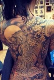 ตัวละครในภาพยนตร์ Tattooist ตัวเต็มหลังภาพวาดลายเสือ