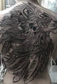 Wzór tatuażu czarny plemienny głowa lwa z tyłu
