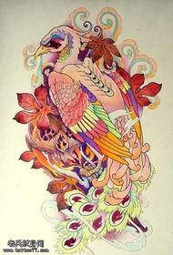 Full back color peacock tattoo pattern