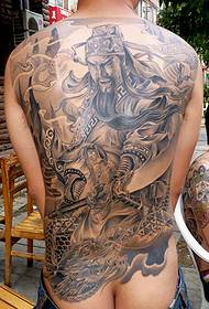 La espalda del hombre domina el patrón de tatuaje Guan Gong de espalda completa