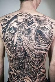 Tatuaggio tatuaggio totem bianco e nero con schiena piena classico e divertente