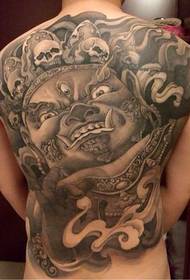 Full back big black buddha tattoo