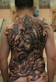 Personalità chic con immagine di tatuaggio di elefante nero con schiena piena