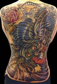 Xiongfeng houfreg voll Réck Tiger Muster Faarf Tattoo