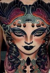 Modello di tatuaggio ali di leprechaun femminile di colore posteriore completo