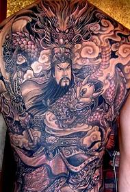 Гуанг Гонг моделот на тетоважи со целосен грб е супер убав