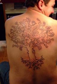 Patrón de tatuaje de árbol muy grande en toda la espalda.