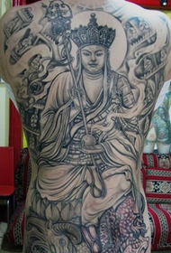 Full back back Tang Sanzang pattern tattoo illustration