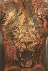 Libaax boqorka tattoo boy buuxa dhabarka libaax iyo sawirka tattoo Buddha