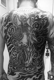 Plein de beau tatouage Guan Gong noir et blanc