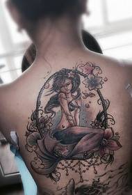 Modello tatuaggio sirena sexy con schiena piena