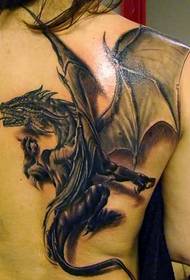 Modello di tatuaggio da drago 3D nero prepotente per donna