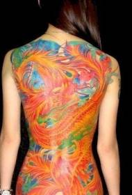 Beautiful back with wonderful phoenix tattoo pattern