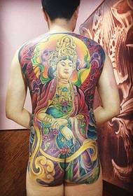 Männlech voll mat faarwege Bodhisattva Tattooen
