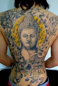 Patrón de tatuaje de Buda de espalda completa