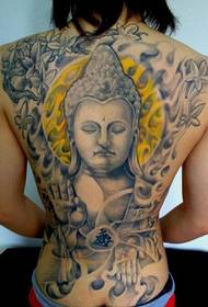Modello di tatuaggio Buddha schiena piena