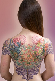Female full of nice butterfly flower tattoo