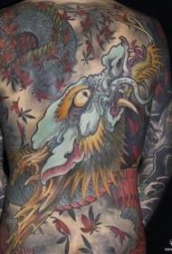 Täysin selkä lohikäärme perinteinen väri tatuointi malli