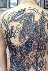 Чорно-білий татуювання на тотемі татуювання на повній спині чоловіків