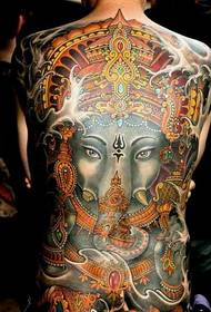 Modello tatuaggio colorato schiena piena dio