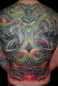 Enciclopedia del tatuaje de la cabeza del gran diablo con respaldo completo