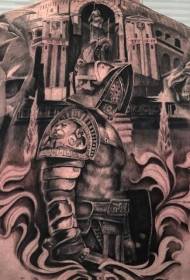 Modello di tatuaggio prepotente con schiena piena e paladino