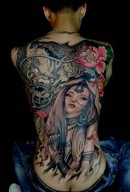 Tatuaje de dragón e beleza de costas completas