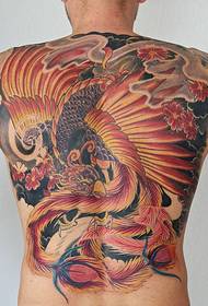 Modello tatuaggio fenice dipinta a schiena piena