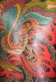 Täysvärinen kaunis phoenix-tatuointikuvio