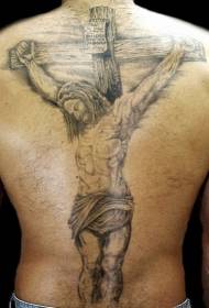 Plecy Jezus ukrzyżowany w krzyżowy wzór tatuażu