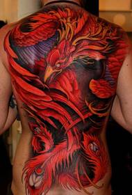 Iphethini ye-tattoo yabesifazane abagcwele emuva be-phoenix
