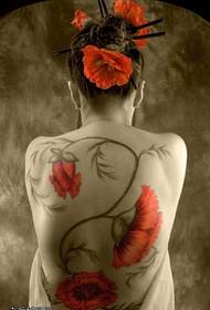 Modello di tatuaggio fiore rosso bellezza posteriore