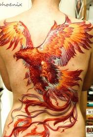 Damesrug met super mooi Phoenix tattoo-patroon