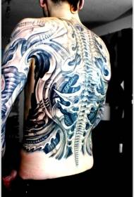 Patrún tattoo cnáimhe meicniúla mór biomechanical ar chúl