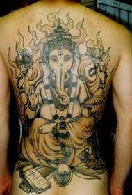 完全な背中の古典的な象のタトゥー