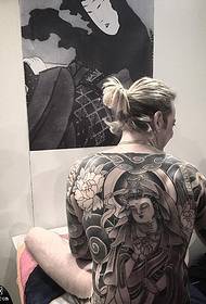 Evropski in ameriški slog polni hrbtni vzorec Guanyin tatoo