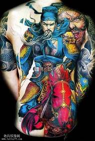 Volledig kleuren dominant Guan Gong tattoo-patroon
