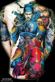 Modello di tatuaggio Guan Gong prepotente a colori