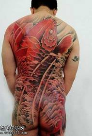 Teljes vörös tintahal tetoválás minta
