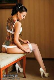 Úplné zadní gejša sexy žena tetování vzor