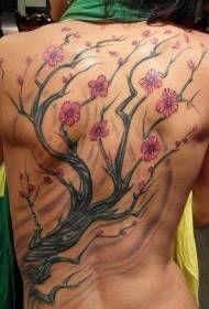 საყვარელი ფერადი ალუბლის ხის tattoo ნიმუში უკანა მხარეს