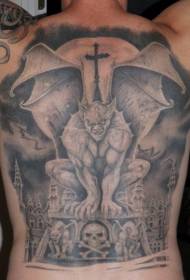 Úplne späť čierny popol kameň duch a kríž kostola tetovanie vzor