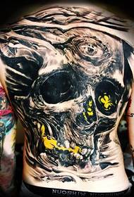 Full back skull tattoo pattern